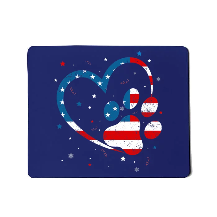 American Flag Patriotic Dog & Cat Paw Print - 4th Of July Mousepad