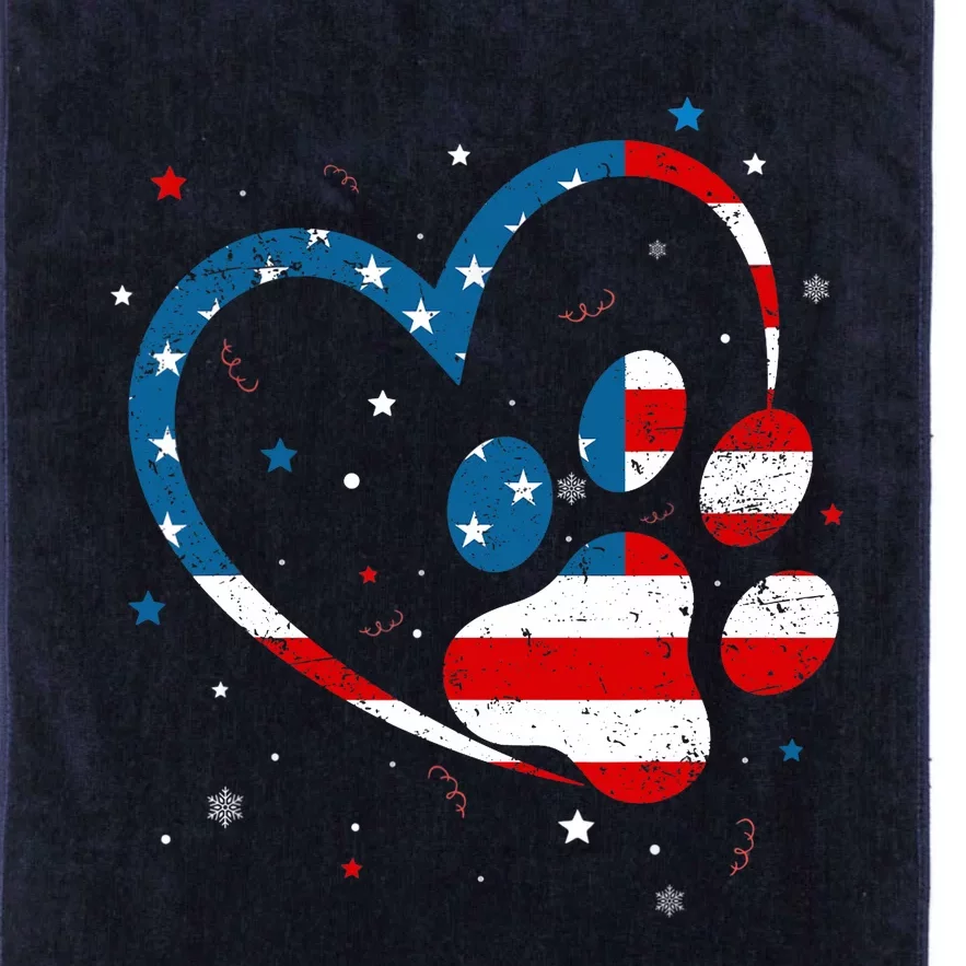 American Flag Patriotic Dog & Cat Paw Print - 4th Of July Platinum Collection Golf Towel