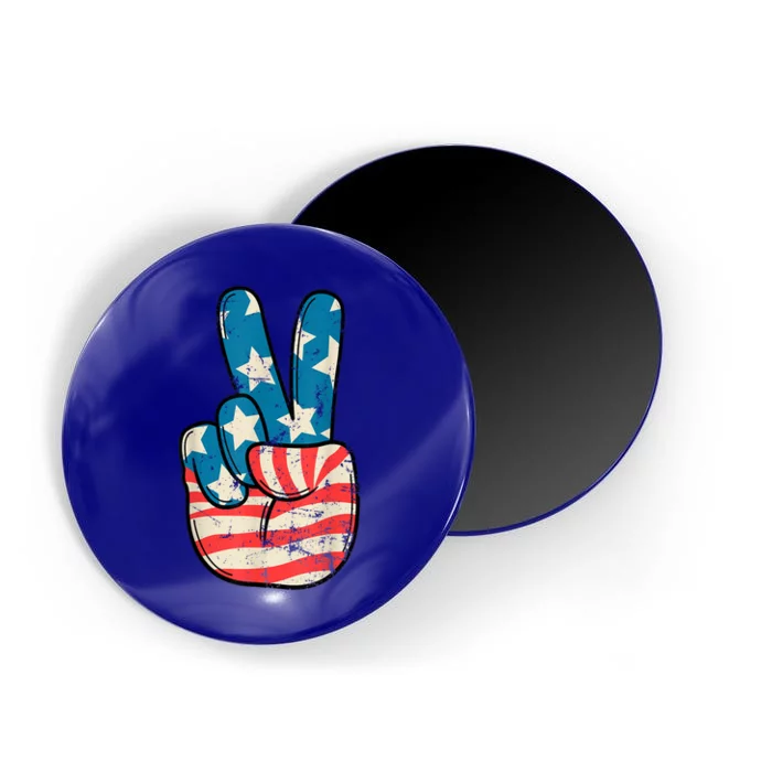 American Flag Peace Sign Hand 4th Of July Patriotic Gift Magnet