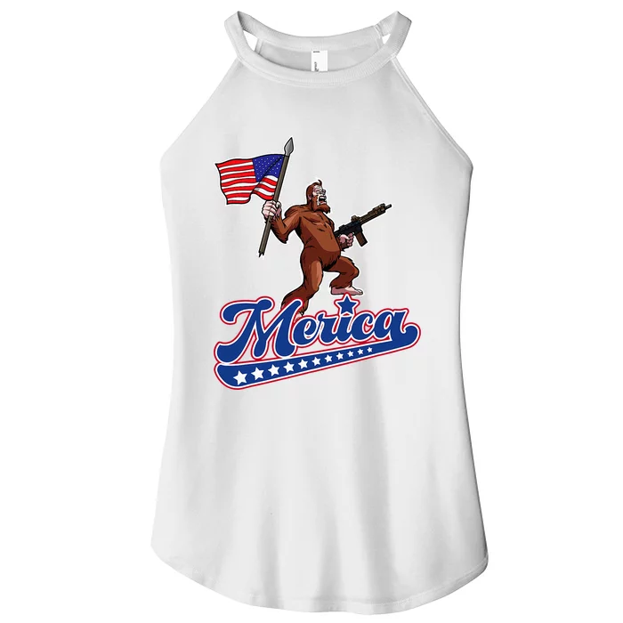 American Flag Patriotic Bigfoot Merica Women’s Perfect Tri Rocker Tank