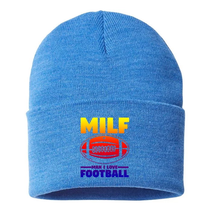 American Football Player Milf I Love Football Cool Gift Sustainable Knit Beanie