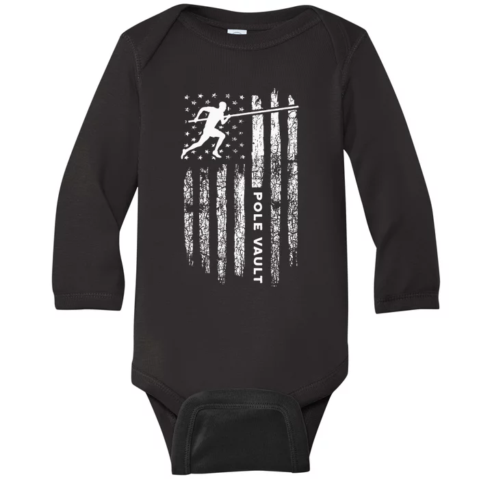 American Flag Pole Vault Apparel Vintage Pole Vault Baby Long Sleeve Bodysuit