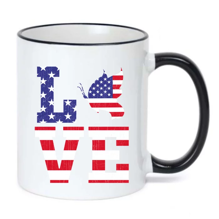 American Flag Patriotic Butterfly Lover Usa Flag 4th Of July Cool Gift Black Color Changing Mug