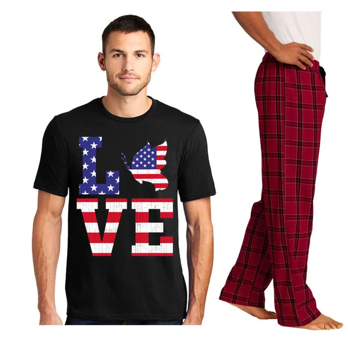 American Flag Patriotic Butterfly Lover Usa Flag 4th Of July Cool Gift Pajama Set