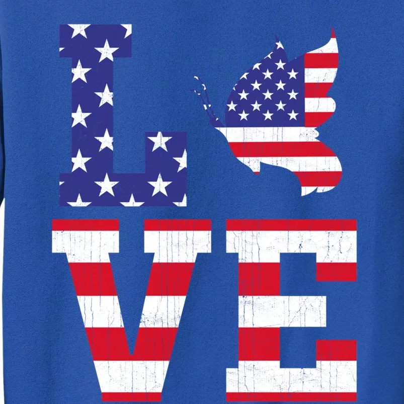 American Flag Patriotic Butterfly Lover Usa Flag 4th Of July Cool Gift Sweatshirt