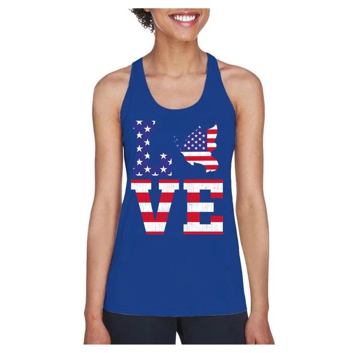 American Flag Patriotic Butterfly Lover Usa Flag 4th Of July Cool Gift Women's Racerback Tank