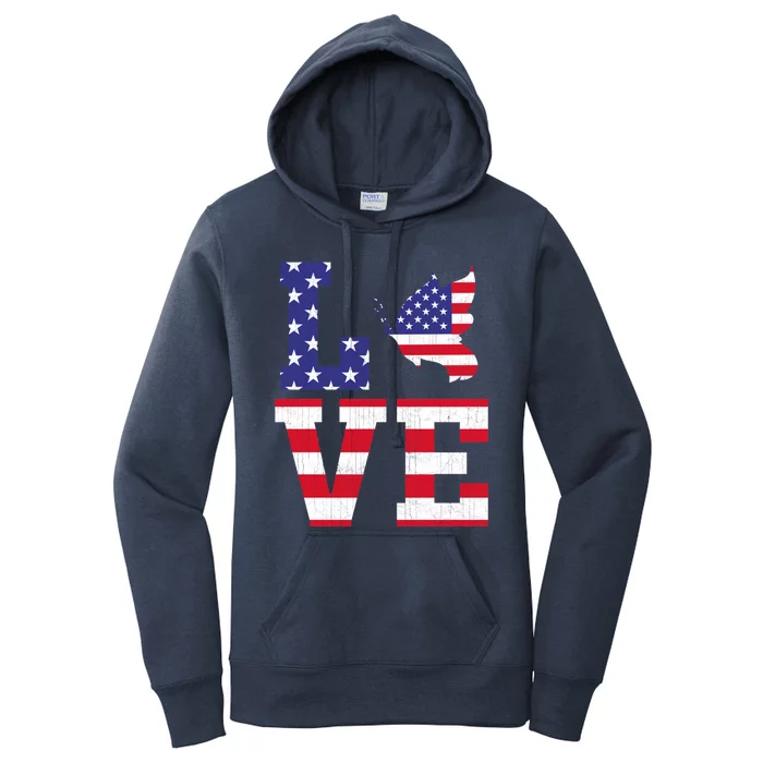 American Flag Patriotic Butterfly Lover Usa Flag 4th Of July Cool Gift Women's Pullover Hoodie