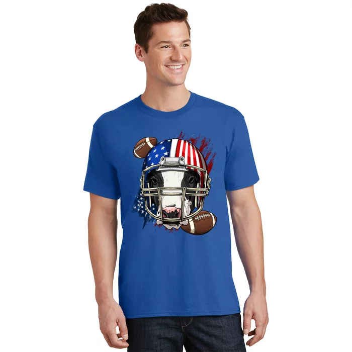 American Football Player Cow Farm Animal Patriotic Cow Lover Cute Gift T-Shirt