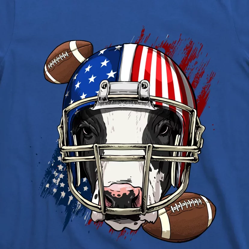 American Football Player Cow Farm Animal Patriotic Cow Lover Cute Gift T-Shirt