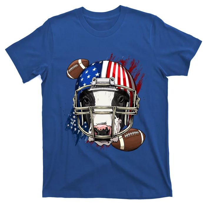 American Football Player Cow Farm Animal Patriotic Cow Lover Cute Gift T-Shirt