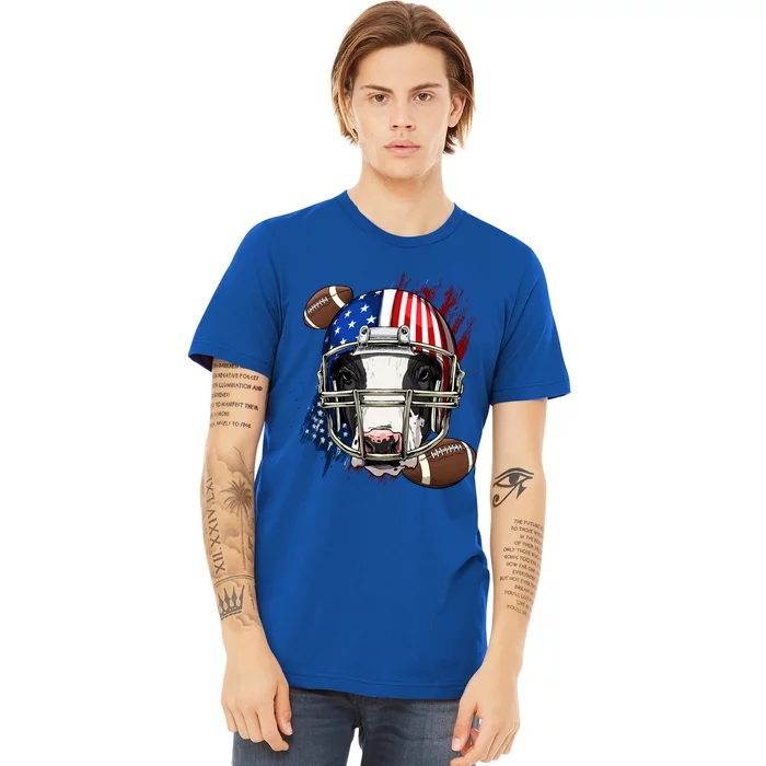 American Football Player Cow Farm Animal Patriotic Cow Lover Cute Gift Premium T-Shirt