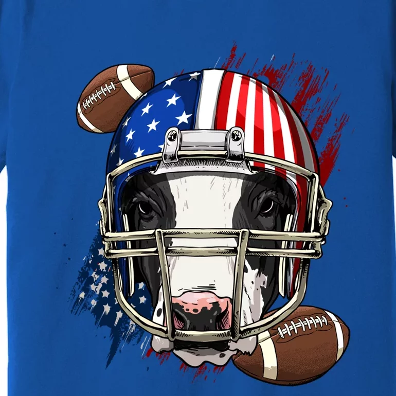 American Football Player Cow Farm Animal Patriotic Cow Lover Cute Gift Premium T-Shirt