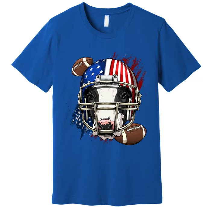 American Football Player Cow Farm Animal Patriotic Cow Lover Cute Gift Premium T-Shirt