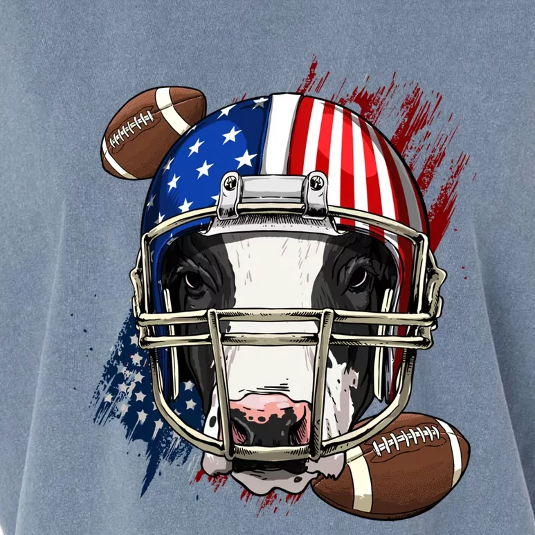 American Football Player Cow Farm Animal Patriotic Cow Lover Cute Gift Garment-Dyed Women's Muscle Tee