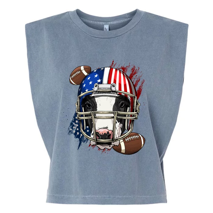 American Football Player Cow Farm Animal Patriotic Cow Lover Cute Gift Garment-Dyed Women's Muscle Tee