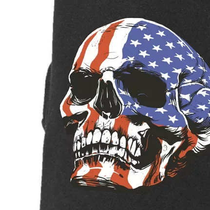 American Flag Patriotic Skull Doggie 3-End Fleece Hoodie