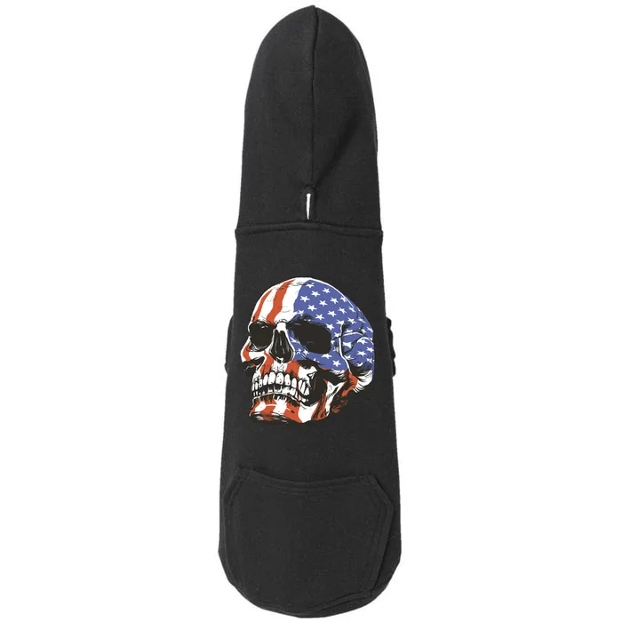 American Flag Patriotic Skull Doggie 3-End Fleece Hoodie