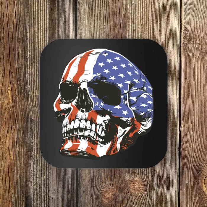 American Flag Patriotic Skull Coaster