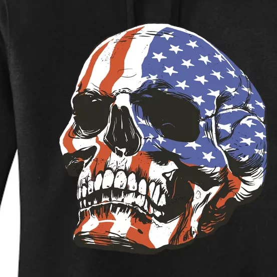 American Flag Patriotic Skull Women's Pullover Hoodie