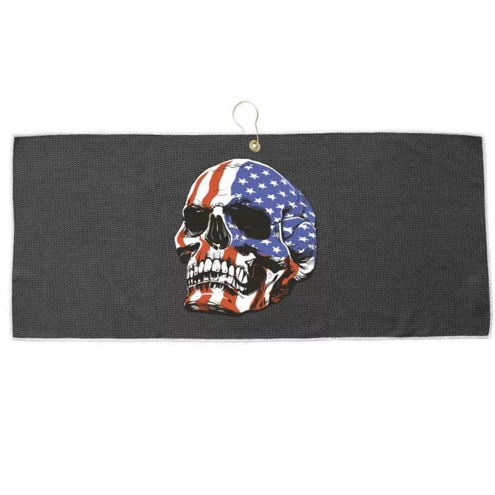 American Flag Patriotic Skull Large Microfiber Waffle Golf Towel