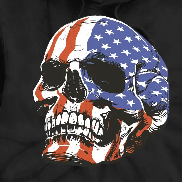 American Flag Patriotic Skull Tie Dye Hoodie