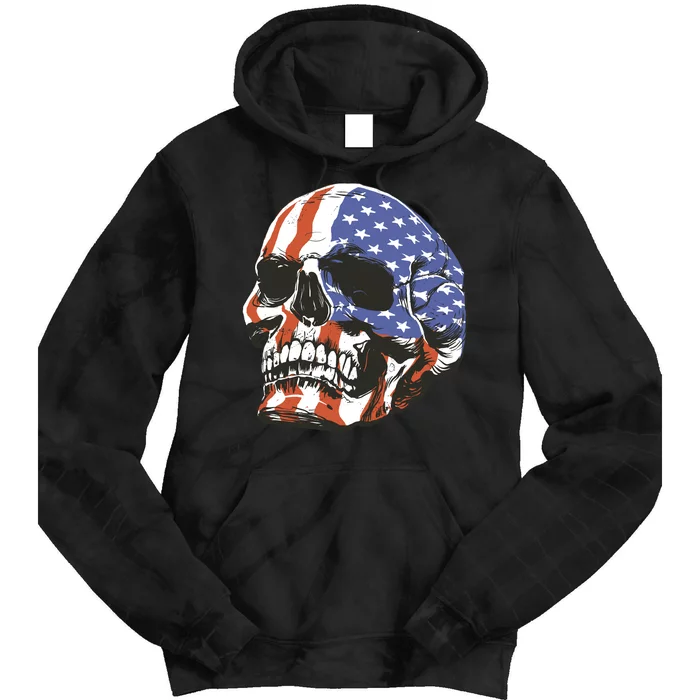 American Flag Patriotic Skull Tie Dye Hoodie