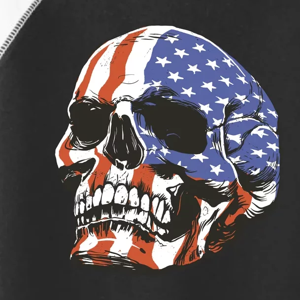 American Flag Patriotic Skull Toddler Fine Jersey T-Shirt