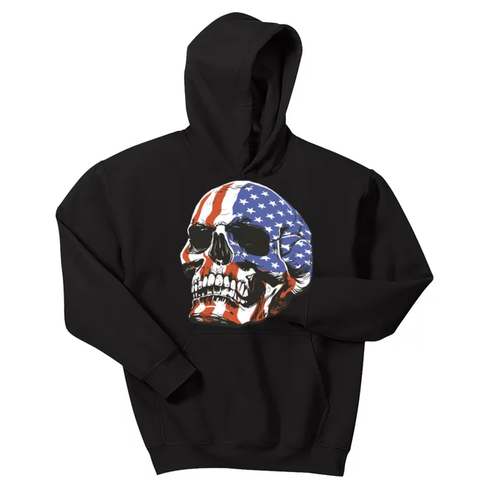 American Flag Patriotic Skull Kids Hoodie