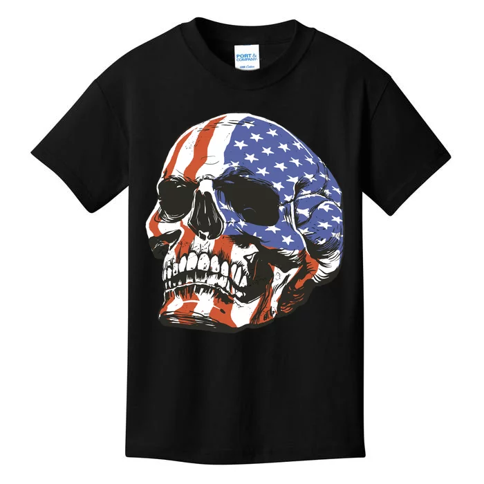 American Flag Patriotic Skull Kids T-Shirt