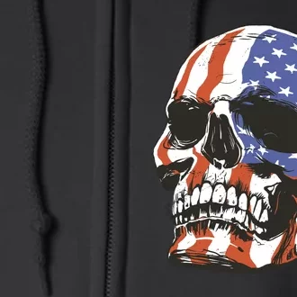 American Flag Patriotic Skull Full Zip Hoodie