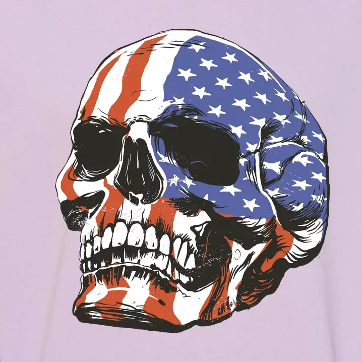 American Flag Patriotic Skull Garment-Dyed Sweatshirt