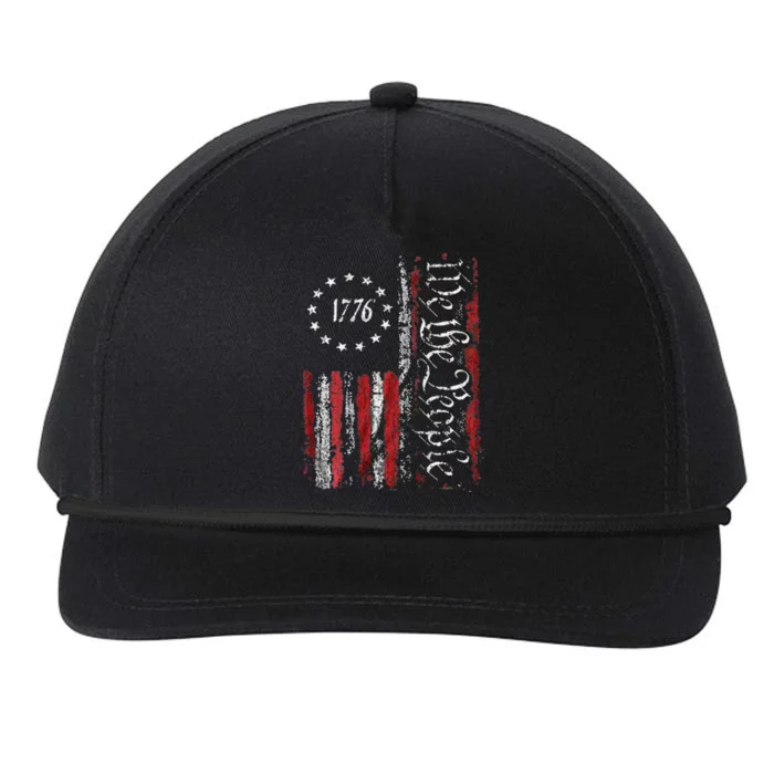 American Flag Patriotic 1776 We The People USA Print Snapback Five-Panel Rope Hat