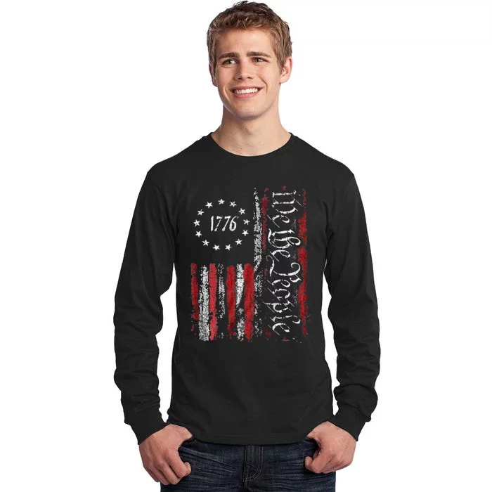 American Flag Patriotic 1776 We The People USA Print Tall Long Sleeve T-Shirt