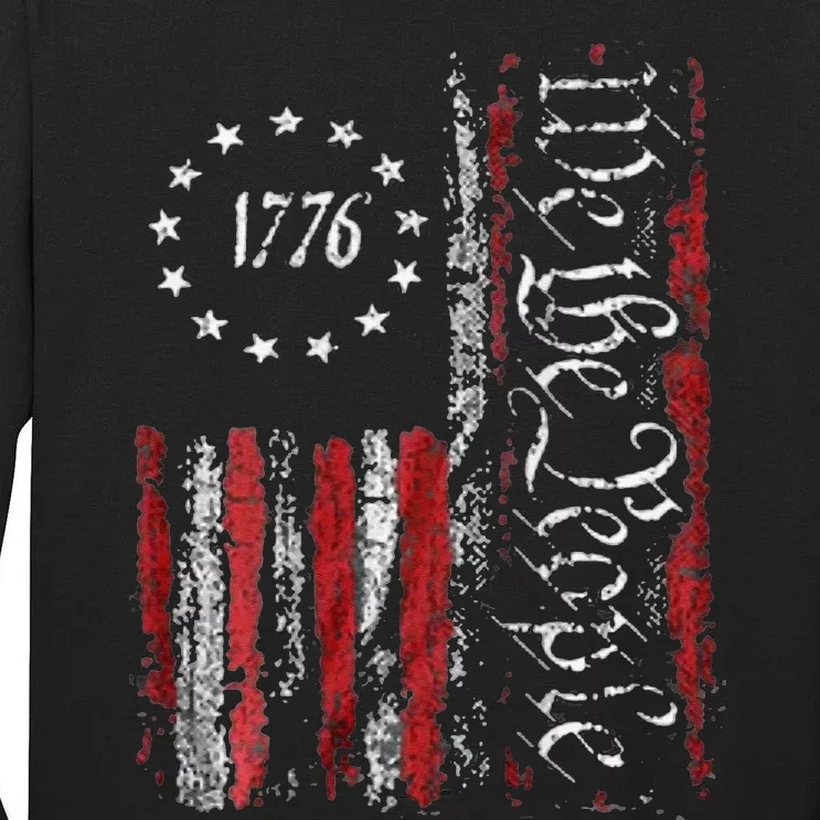 American Flag Patriotic 1776 We The People USA Print Tall Long Sleeve T-Shirt