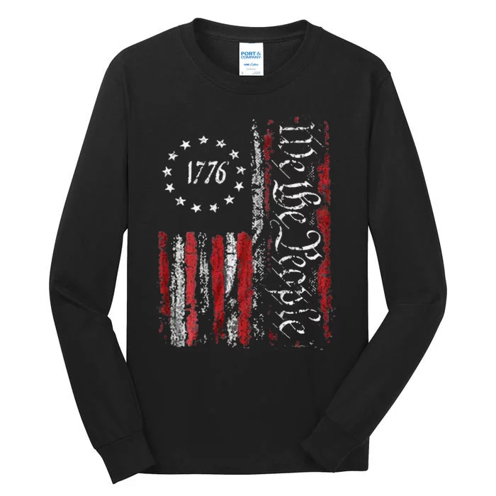 American Flag Patriotic 1776 We The People USA Print Tall Long Sleeve T-Shirt