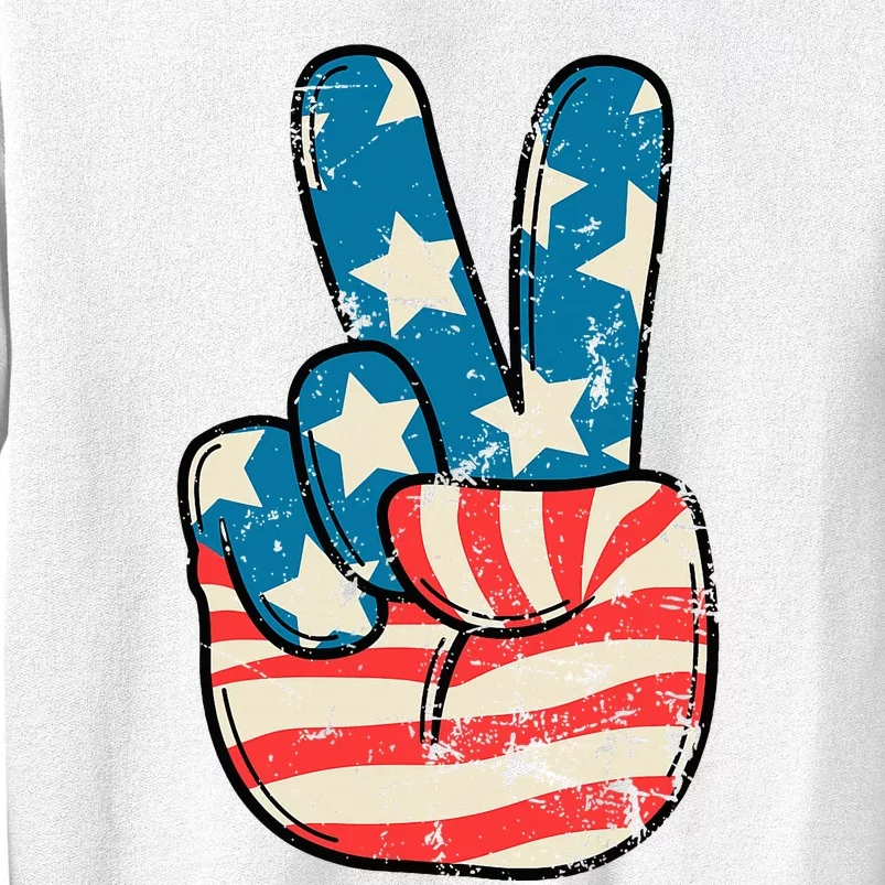 American Flag Peace Sign Hand 4th Of July Patriotic Sweatshirt