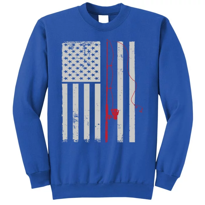 American Flag Patriotic Fishing Pole Outdoors Gift Sweatshirt