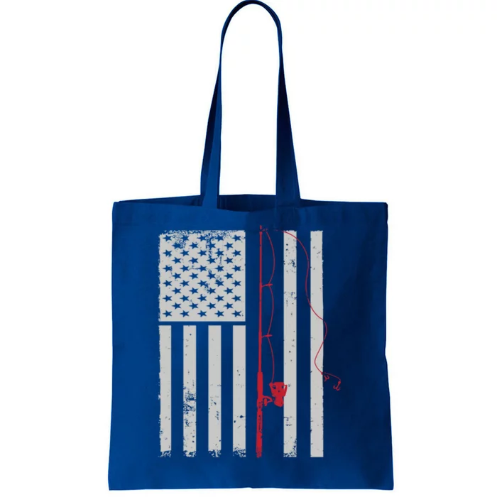 American Flag Patriotic Fishing Pole Outdoors Gift Tote Bag