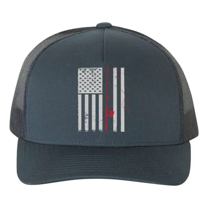 American Flag Patriotic Fishing Pole Outdoors Gift Yupoong Adult 5-Panel Trucker Hat