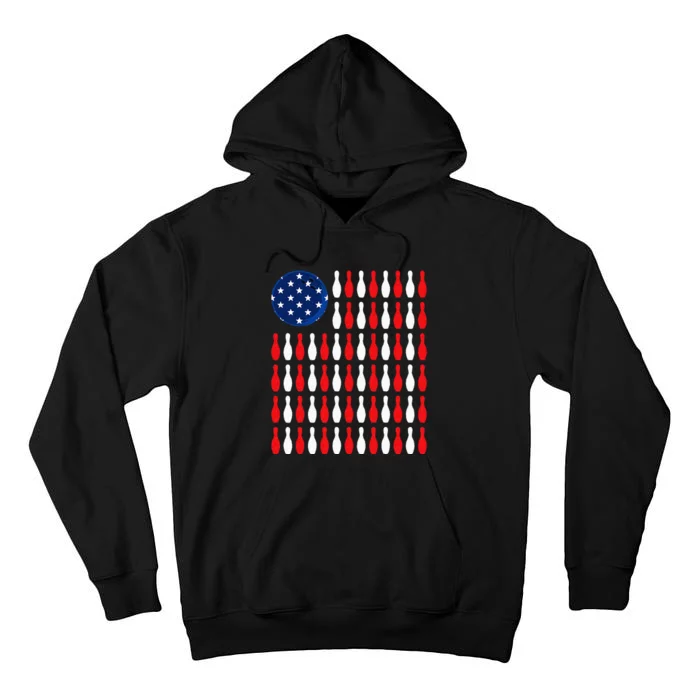 American Flag Patriotic Bowler & Bowling Tall Hoodie