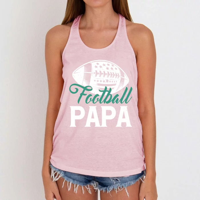 American Football Papa Happy FatherS Day Dad Grandpa Meaningful Gift Women's Knotted Racerback Tank