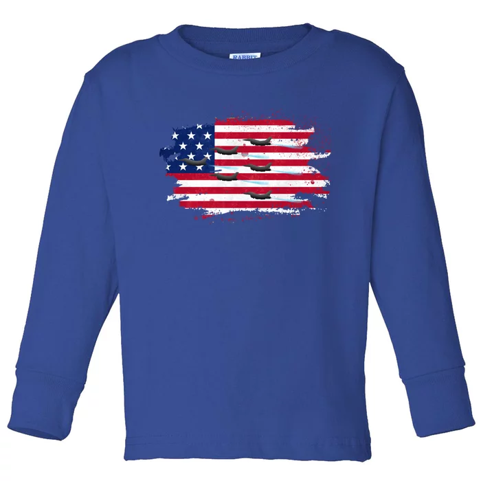 Army Flag Plane Soldiers Dad Military Party Mom Great Gift Toddler Long Sleeve Shirt