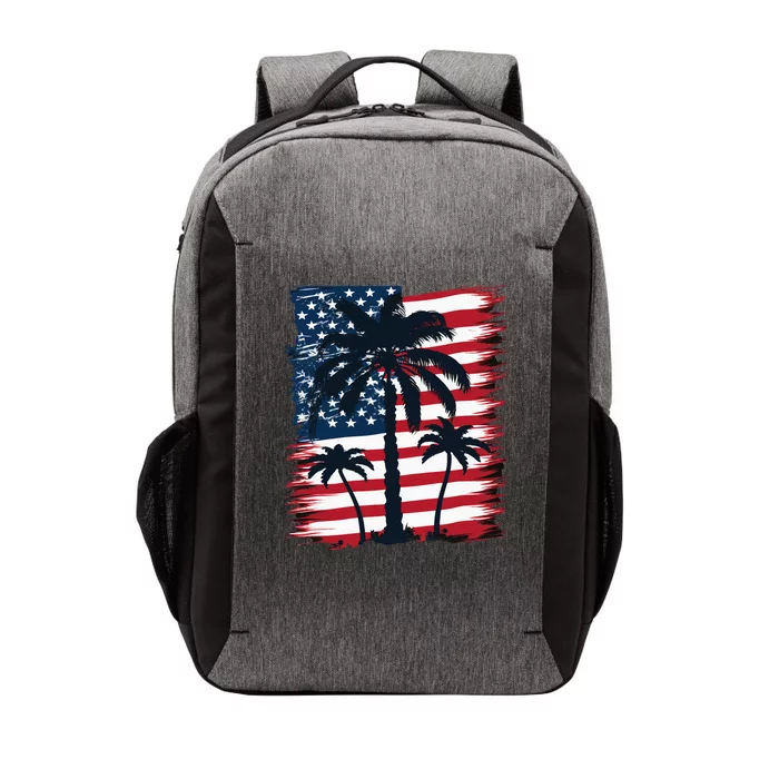 American Flag Palm Trees Patriotic 4th of July Vector Backpack