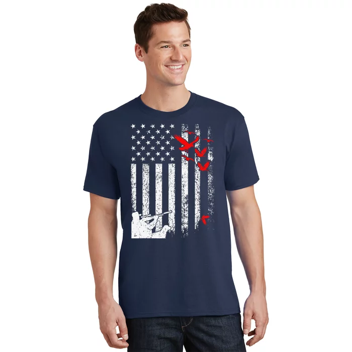 American Flag Patriotic Duck Hunting Waterfowl T-Shirt