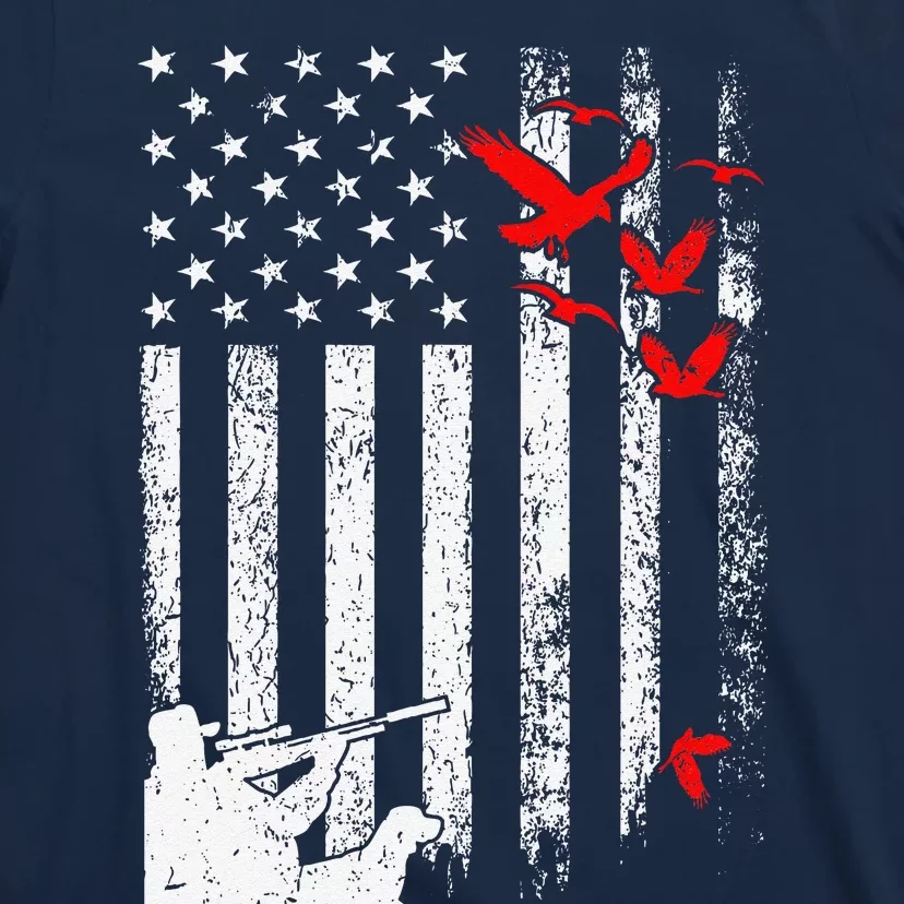 American Flag Patriotic Duck Hunting Waterfowl T-Shirt