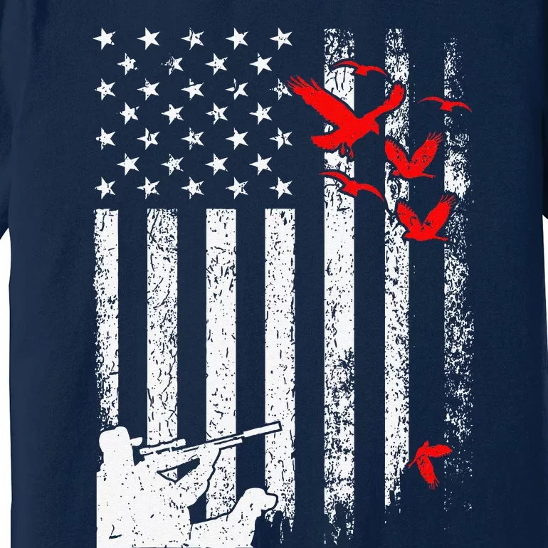 American Flag Patriotic Duck Hunting Waterfowl Premium T-Shirt