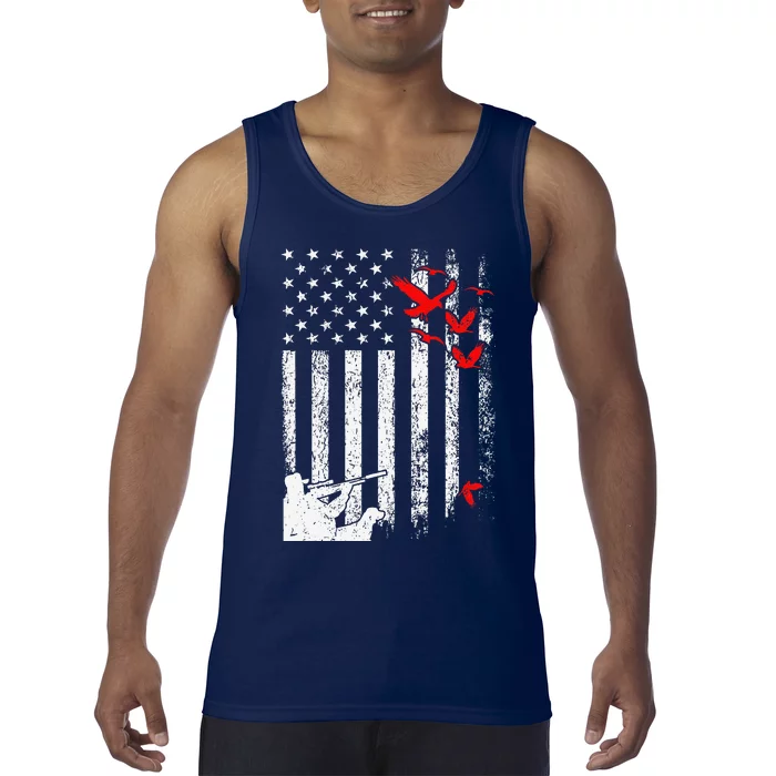 American Flag Patriotic Duck Hunting Waterfowl Tank Top