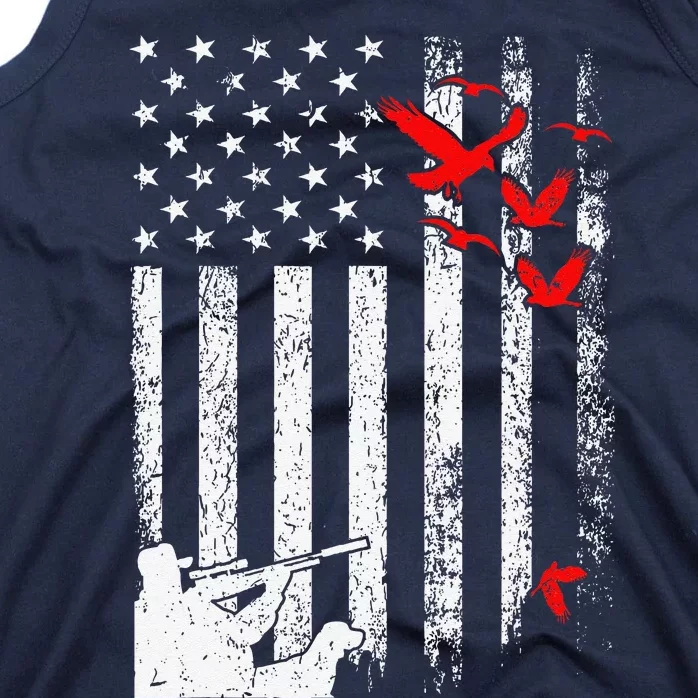 American Flag Patriotic Duck Hunting Waterfowl Tank Top