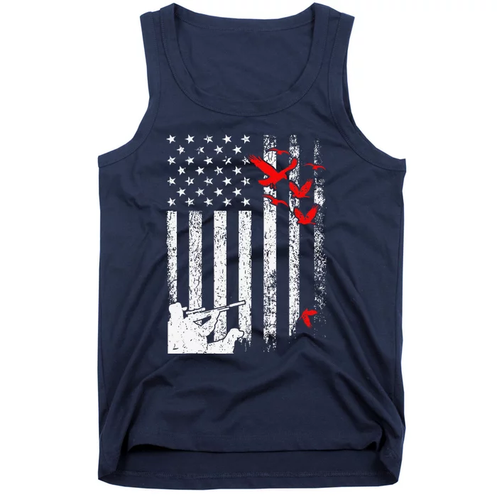 American Flag Patriotic Duck Hunting Waterfowl Tank Top