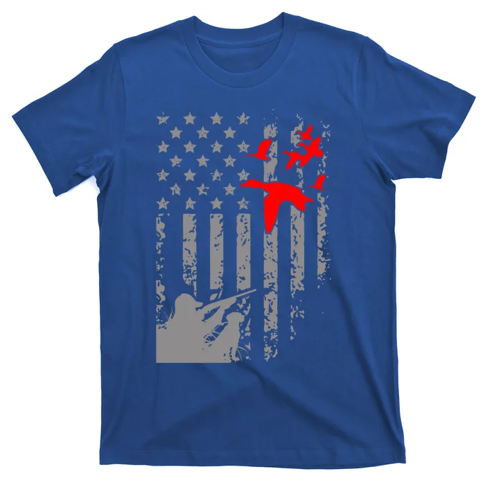 American Flag Patriotic Duck Hunting Waterfowl With Dog Great Gift T-Shirt